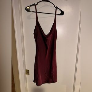 Brand new maroon satin dress.